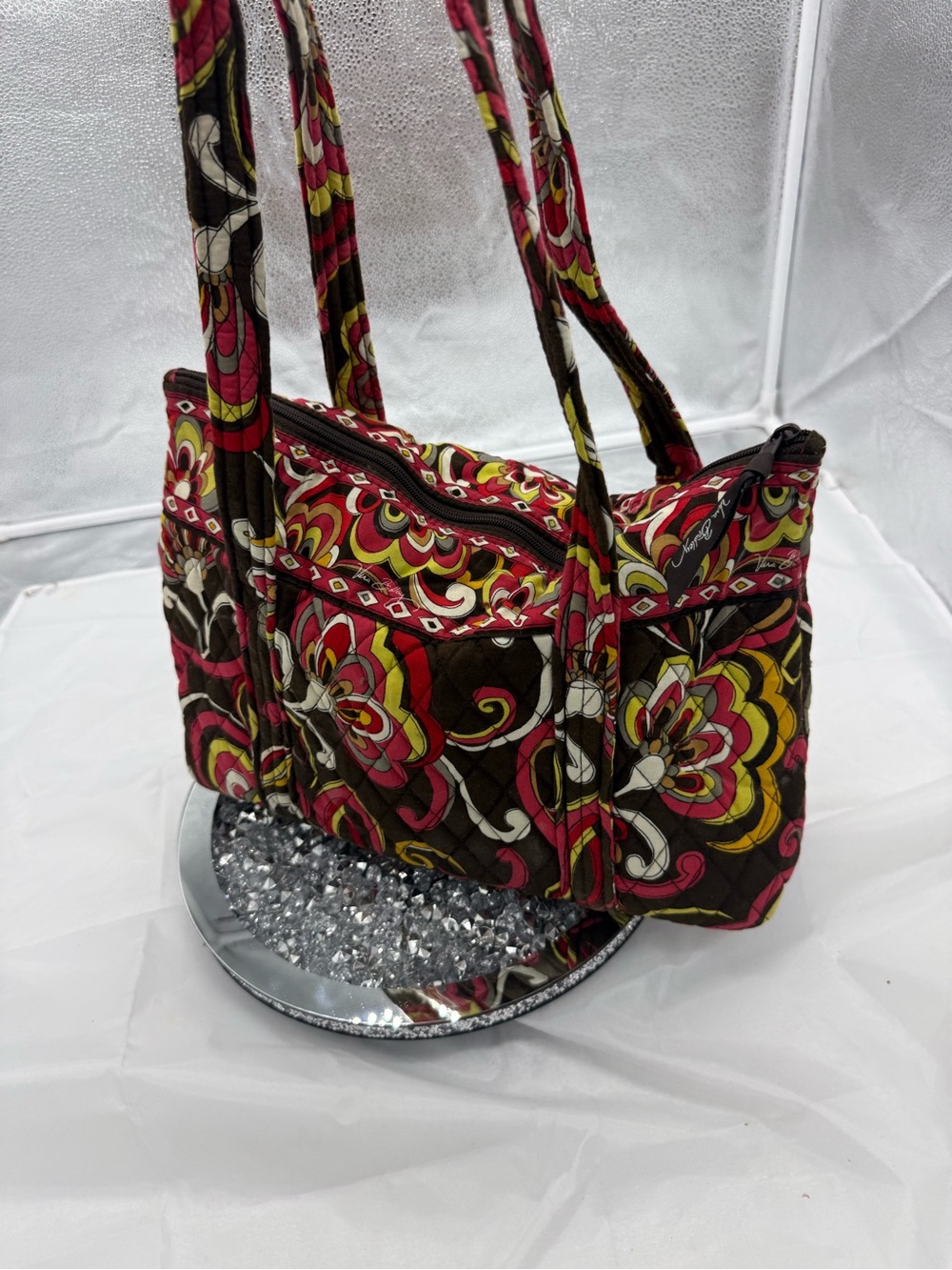 Vera Bradley Quilted Floral Tote in Pink, Brown and Yellow Puccini pattern